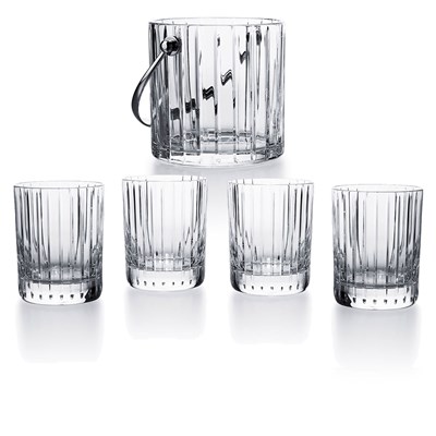 Set of 4 tumblers + crystal ice bucket
