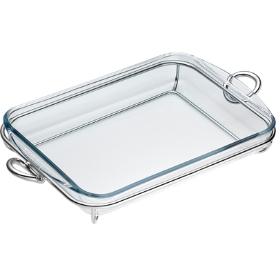 Silver-Plated & glass baking dish