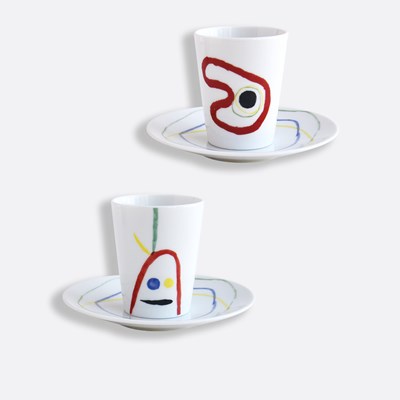 Coffret de 2 tasses et soucoupe café assorties