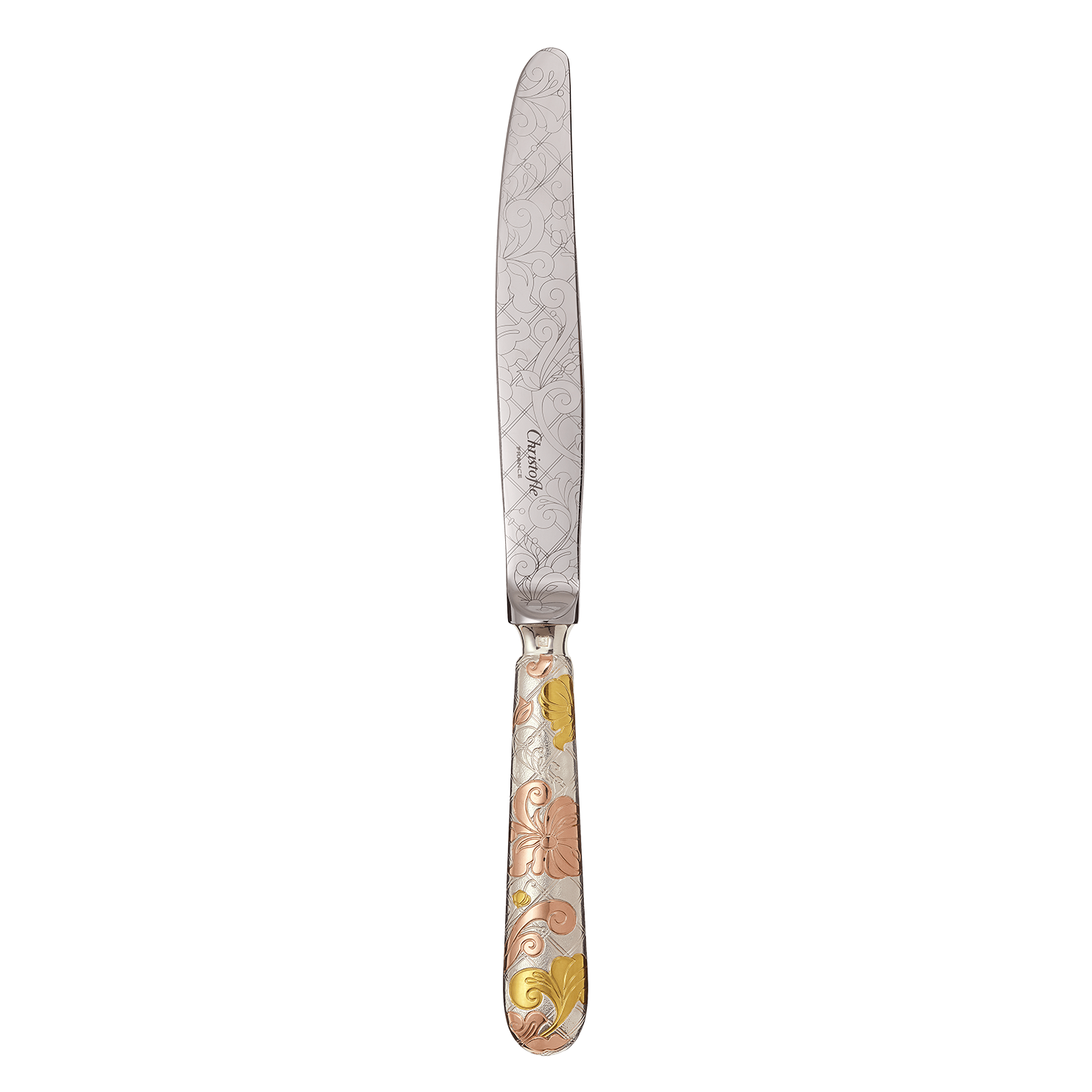Partially gilded Silver-Plated dinner knife - pink and yellow gold