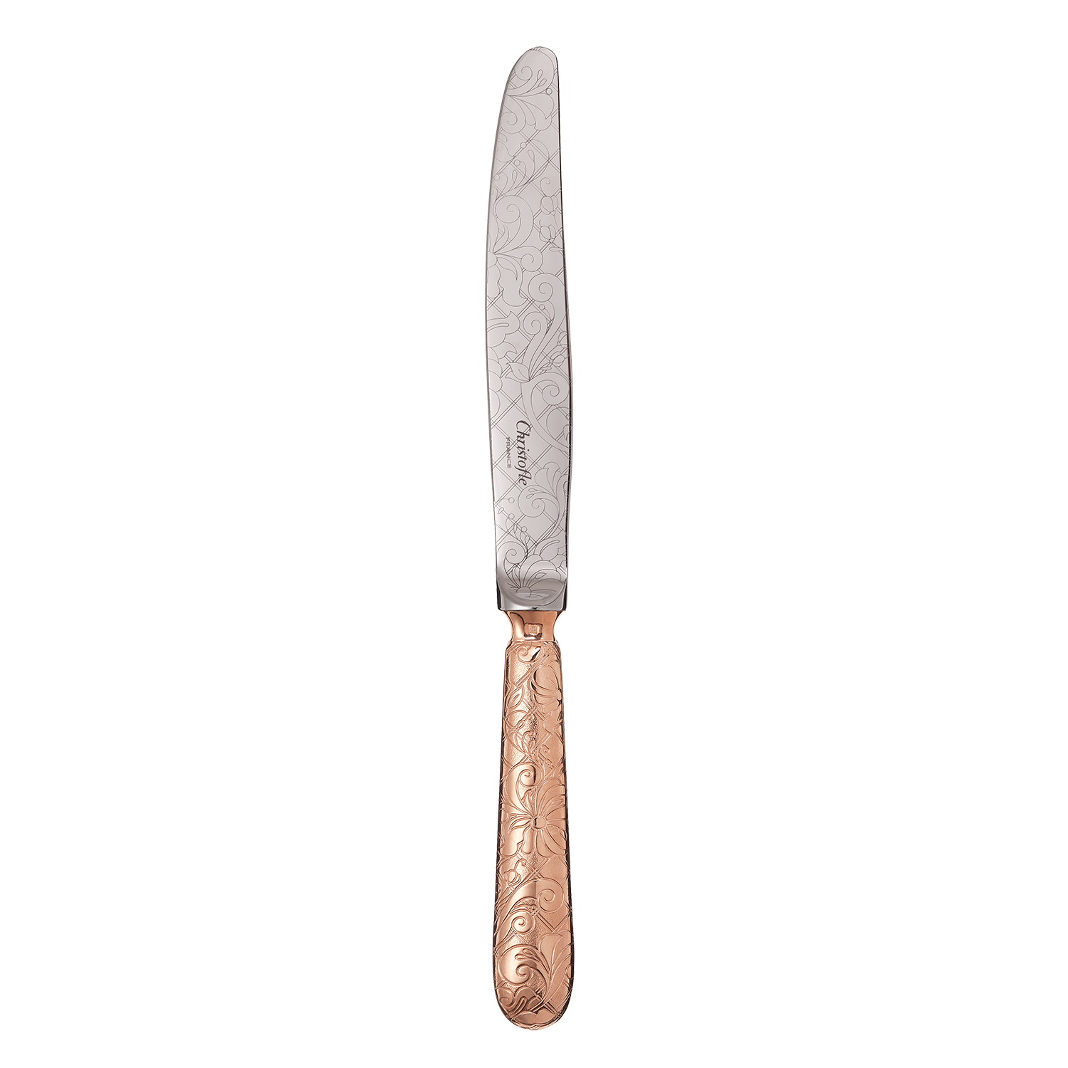 Couteau de table en métal argenté - dorure totale or rose