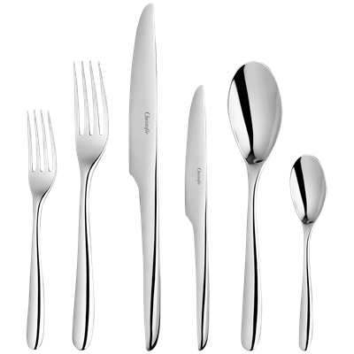 75-Piece stainless steel flatware set with ambassadeur chest