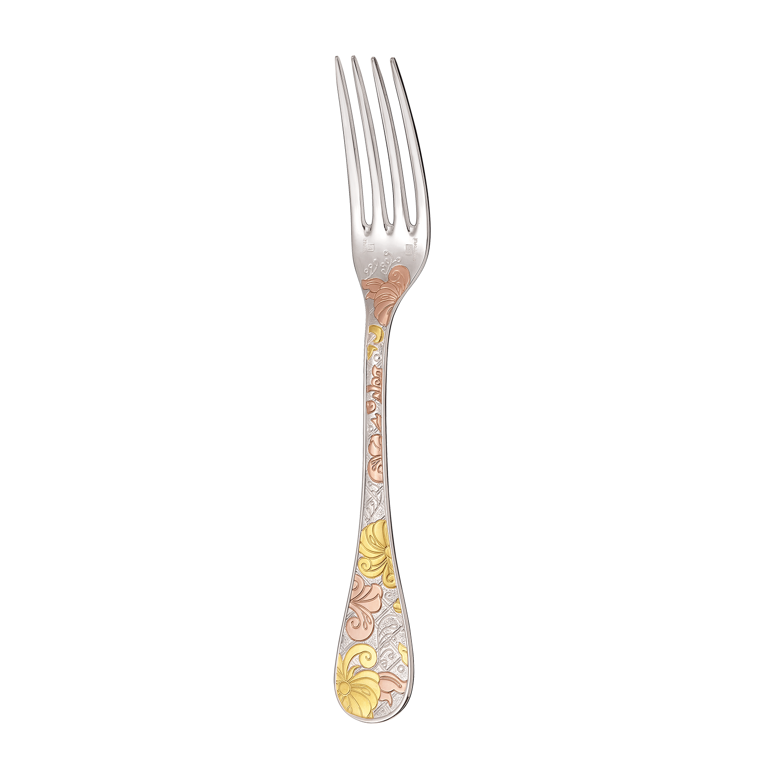 Partially gilded Silver-Plated dinner fork - pink and yellow gold
