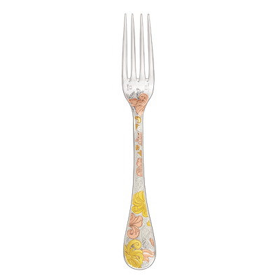 Fourchette de table en métal argenté - dorure partielle deux ors