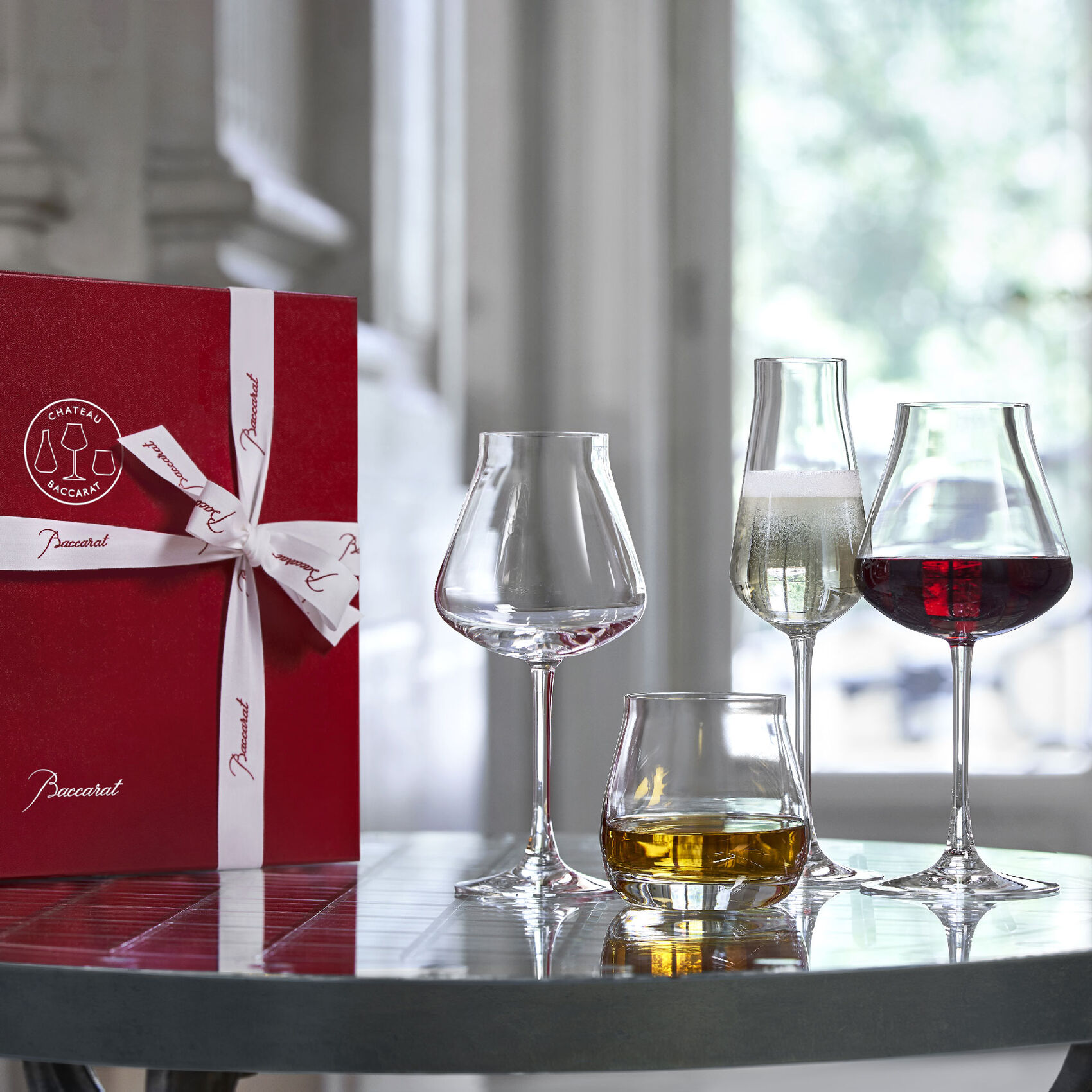 Degustation set<br>Trumbler + Wine glasses W&R + Flute<br>Château Baccarat