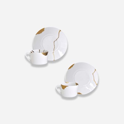 Coffret de 2 tasses et soucoupe déjeuner assorties