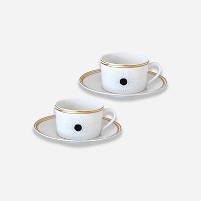 Set of 2 breakfast cups and saucers square