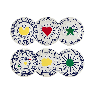 Set of 6 dessert plates assorted (per piece)