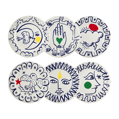 Set of 6 dinner plates assorted (per piece)