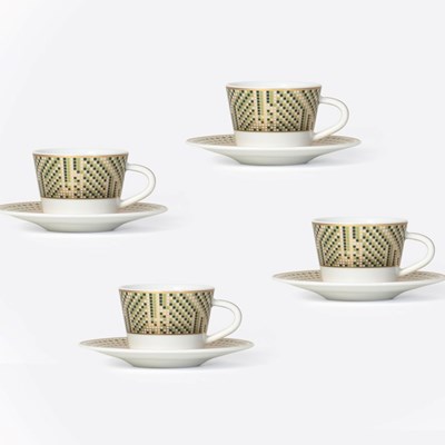 Set of 4 espresso cups and saucers