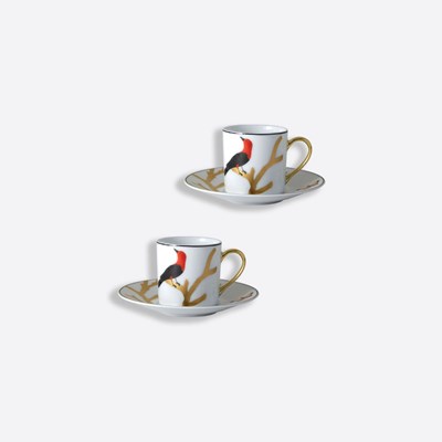 Set of 2 espresso cups and saucers