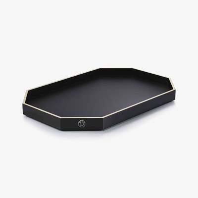 Octogone tray large black
