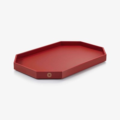 Octogone tray large red