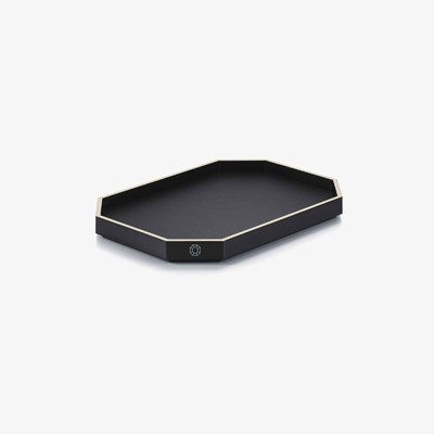Octogone tray small black