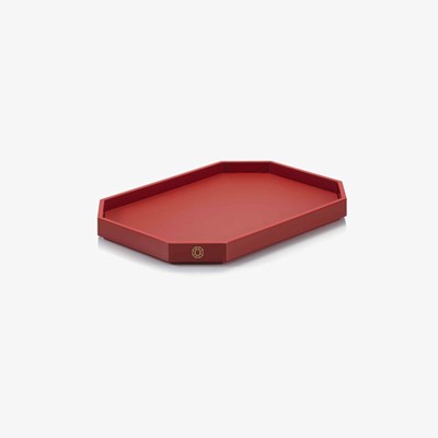 Octogone tray small red