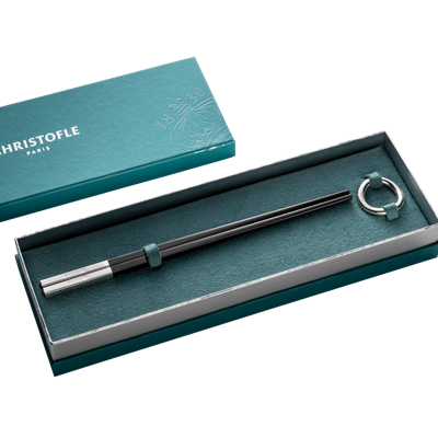 Black Chinese chopsticks and Vertigo chopsticks rest