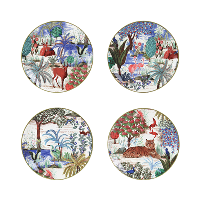 Set of 4 assorted canape plates