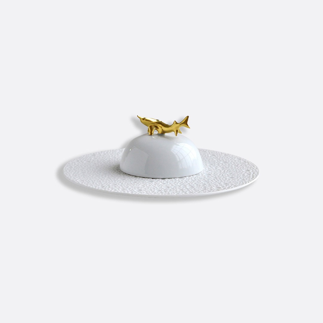Set of caviar plate and bell covert