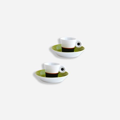 Coffret de 2 tasses et soucoupe à café absinthe et anthracite