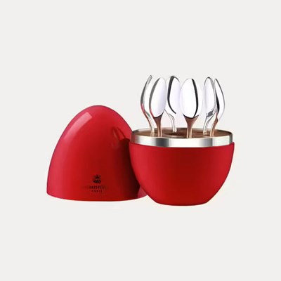 MOOD COFFEE RUBY - Set of 6 silver plated espresso spoons