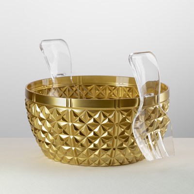 Server set salad bowl gold