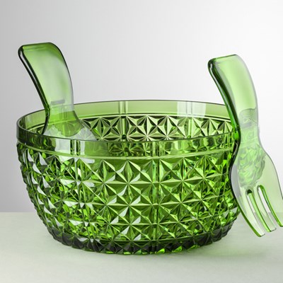 Server set salad bowl green