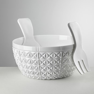 Server set salad bowl white