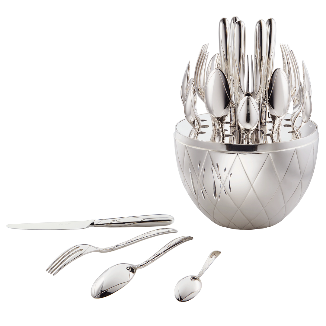 Christofle Mood Party 24-piece silverplated cutlery set in egg case without  tray