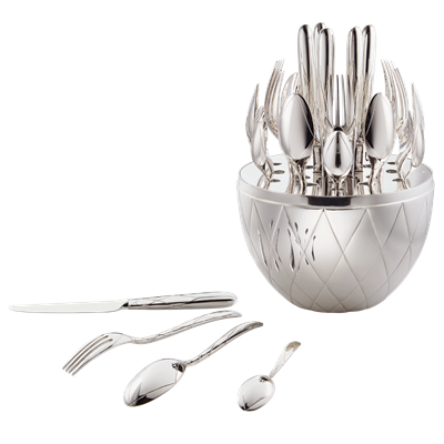 Sterling silver flatware set for 6 people (24 pieces) - Haute Orfèvrerie