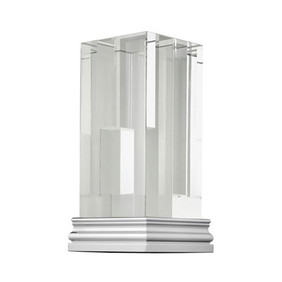 Glass & chrome aluminium vase
