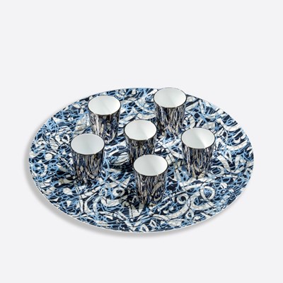 Round platter and 6 platinum cups