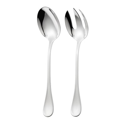 Ensemble de 2 pièces à servir la salade en métal argenté