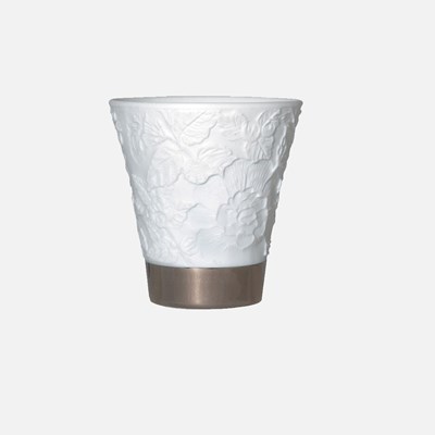Timbale lithophanique argent Rose trémiere